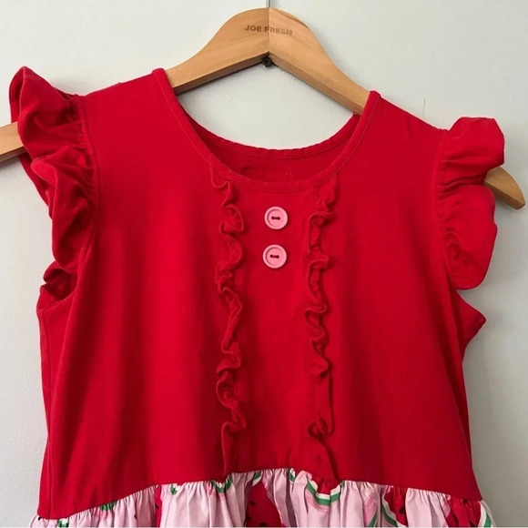 Eleanor Rose Watermelon Print Dress | Rhonda Dress Style | Red  & Pink | 14-16 - Picture 2 of 9